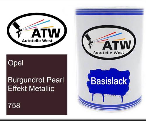 Opel, Burgundrot Pearl Effekt Metallic, 758: 500ml Lackdose, von ATW Autoteile West.